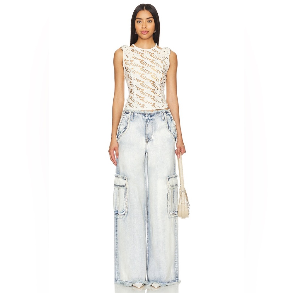 NWOT H:ours Jordi Cargo Pant in Lt Tinted Bleach REVOLVE EXCLUSIVE